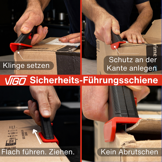 VIGO Sicherheits-Kartonmesser + LUTZ Ersatzklingen 10er Pack